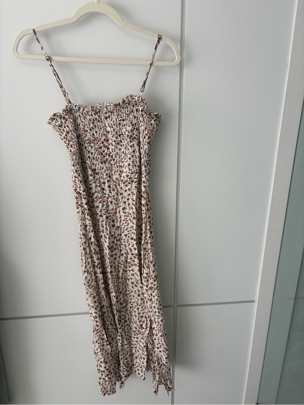 Faithfull The Brand Solange Midi Dress Cream Floral Smocked Bodice Size Lđ¤ - Picture 14 of 15